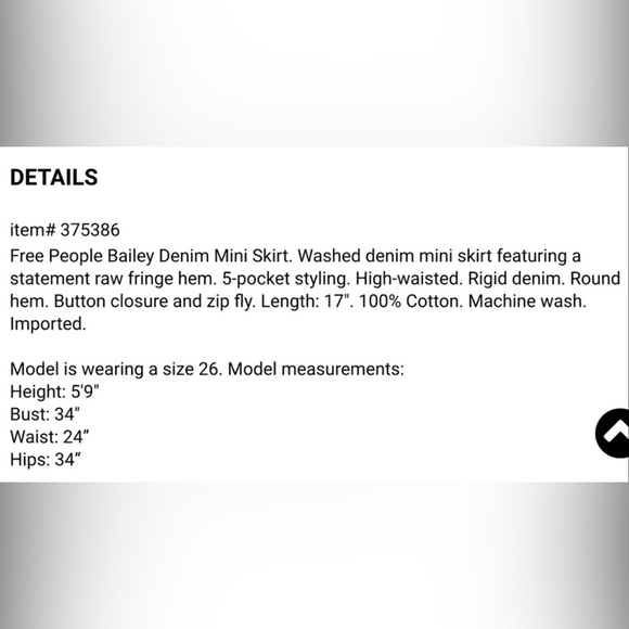 NWT Free People Bailey Denim Mini Skirt - Picture 7 of 7